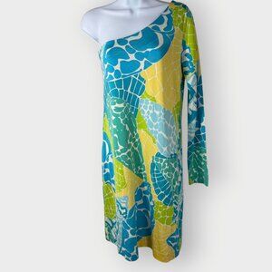 Lilly Pulitzer Whitaker Dress | L | Silk Cotton | One Shoulder | Resort Beachy